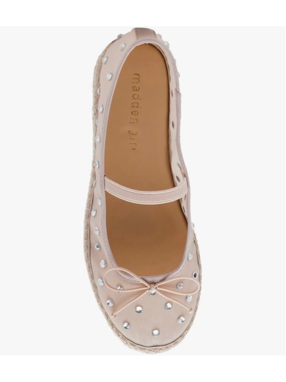 Mary Jane Mesh Espadrilles Rhinestones Size 5, Blush/Nude, Madden Girl - Picture 2 of 9